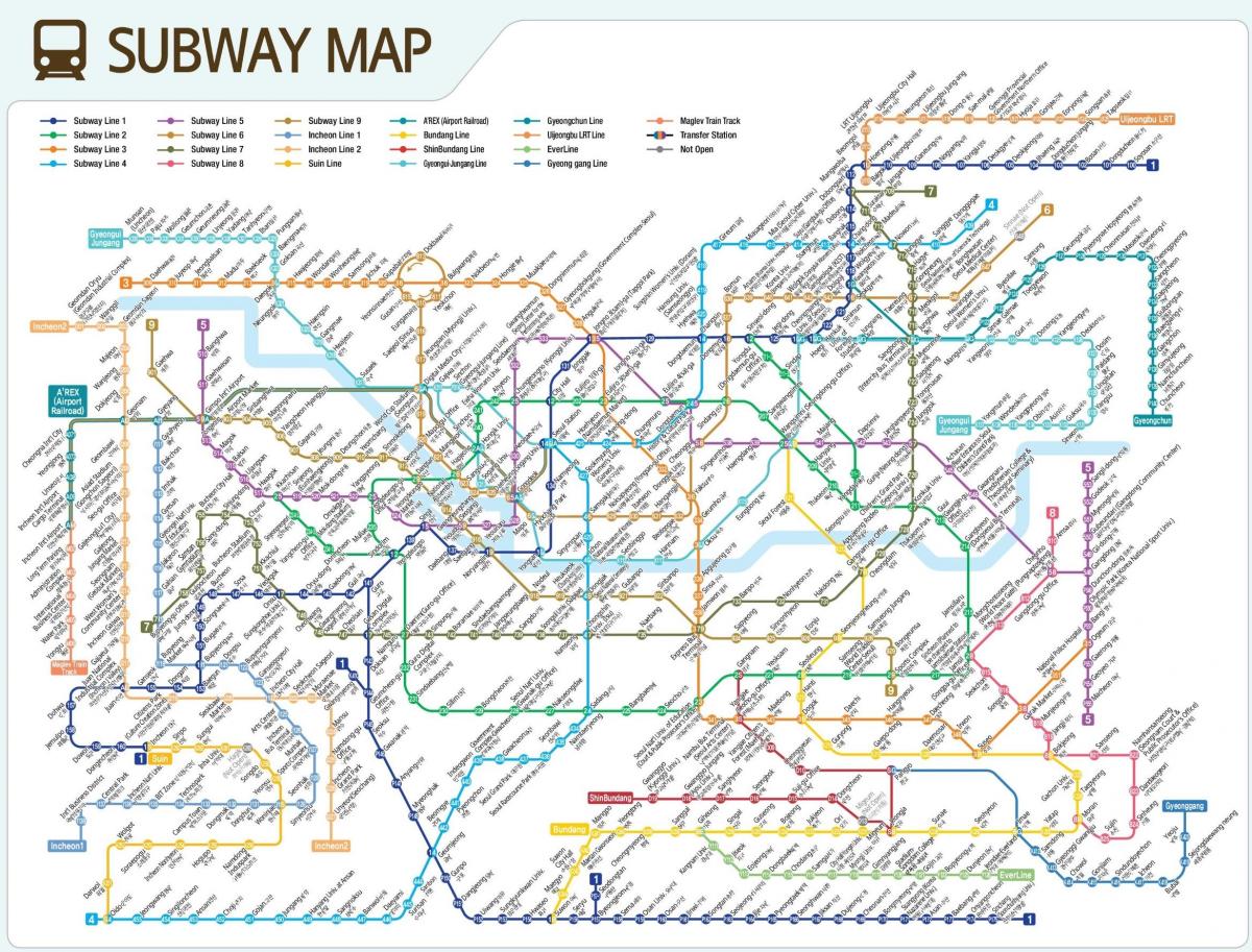 Mapa das estações de metro de Seul